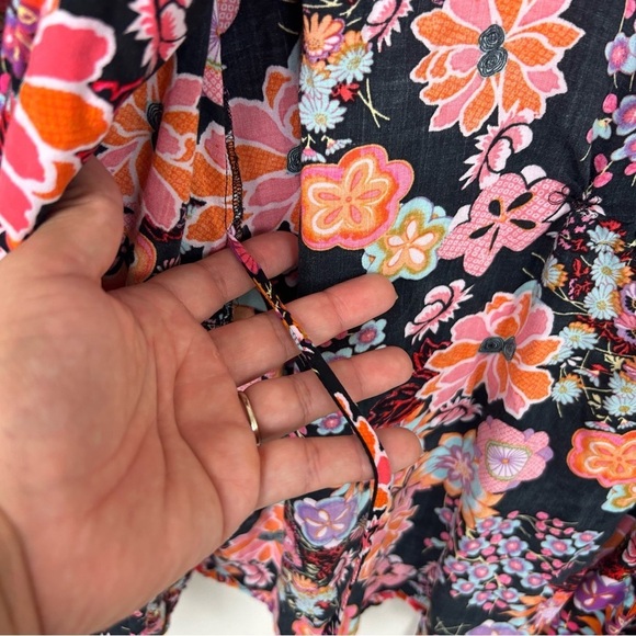 Josie Natori bright florals bohemian rayon kimono roble size: M - Picture 6 of 11
